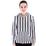 Vertical Stripes - White and Dark Gray Women s Zipper Hoodie