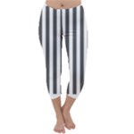 Vertical Stripes - White and Dark Gray Capri Winter Leggings