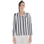 Vertical Stripes - White and Dark Gray Wind Breaker (Women)