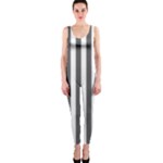 Vertical Stripes - White and Dark Gray OnePiece Catsuit