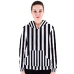 Vertical Stripes - White and Black Women s Zipper Hoodie