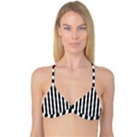 Vertical Stripes - White and Black Reversible Tri Bikini Top