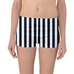 Vertical Stripes - White and Black Reversible Boyleg Bikini Bottoms