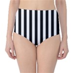 Vertical Stripes - White and Black High-Waist Bikini Bottoms