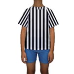 Vertical Stripes - White and Black Kid s Short Sleeve Swimwear