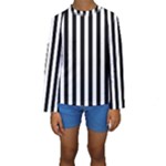 Vertical Stripes - White and Black Kid s Long Sleeve Swimwear