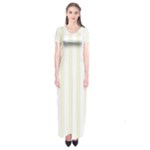 Vertical Stripes - White and Beige Short Sleeve Maxi Dress