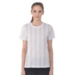 Vertical Stripes - White and Linen Women s Cotton Tee