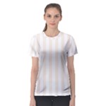 Vertical Stripes - White and Linen Women s Sport Mesh Tee