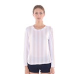 Vertical Stripes - White and Linen Women s Long Sleeve T-shirt