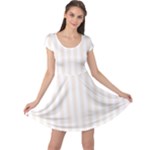 Vertical Stripes - White and Linen Cap Sleeve Dress