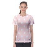 Polka Dots - White on Misty Rose Pink Women s Sport Mesh Tee