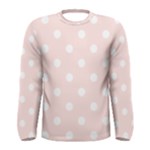 Polka Dots - White on Misty Rose Pink Men s Long Sleeve T-shirt