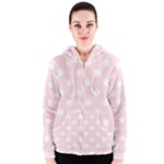 Polka Dots - White on Misty Rose Pink Women s Zipper Hoodie