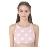 Polka Dots - White on Misty Rose Pink Tank Bikini Top