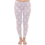 Polka Dots - White on Misty Rose Pink Winter Leggings