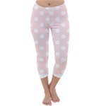 Polka Dots - White on Misty Rose Pink Capri Winter Leggings