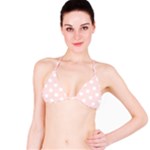 Polka Dots - White on Misty Rose Pink Bikini Top