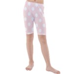 Polka Dots - White on Misty Rose Pink Kid s Mid Length Swim Shorts