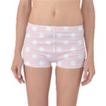 Polka Dots - White on Misty Rose Pink Boyleg Bikini Bottoms