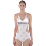 Polka Dots - Misty Rose Pink on White Cut-Out One Piece Swimsuit