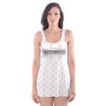 Polka Dots - Misty Rose Pink on White Skater Dress Swimsuit