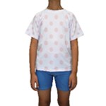 Polka Dots - Misty Rose Pink on White Kid s Short Sleeve Swimwear