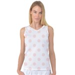 Polka Dots - Misty Rose Pink on White Women s Basketball Tank Top