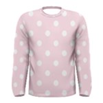 Polka Dots - White on Piggy Pink Men s Long Sleeve T-shirt