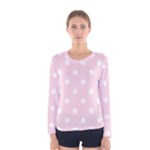 Polka Dots - White on Piggy Pink Women s Long Sleeve T-shirt