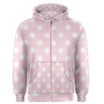 Polka Dots - White on Piggy Pink Men s Zipper Hoodie