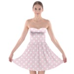 Polka Dots - White on Piggy Pink Strapless Bra Top Dress