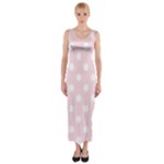 Polka Dots - White on Piggy Pink Fitted Maxi Dress