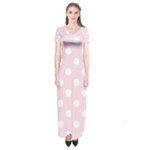 Polka Dots - White on Piggy Pink Short Sleeve Maxi Dress