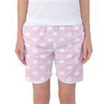 Polka Dots - White on Piggy Pink Women s Basketball Shorts