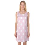 Polka Dots - White on Piggy Pink Sleeveless Satin Nightdress