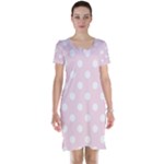 Polka Dots - White on Piggy Pink Short Sleeve Nightdress