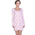 Polka Dots - White on Piggy Pink Long Sleeve Nightdress