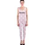 Polka Dots - White on Piggy Pink OnePiece Catsuit