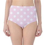 Polka Dots - White on Piggy Pink High-Waist Bikini Bottoms