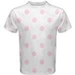 Polka Dots - Piggy Pink on White Men s Cotton Tee