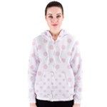 Polka Dots - Piggy Pink on White Women s Zipper Hoodie