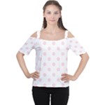 Polka Dots - Piggy Pink on White Women s Cutout Shoulder Tee