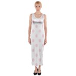 Polka Dots - Piggy Pink on White Fitted Maxi Dress