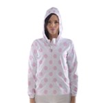 Polka Dots - Piggy Pink on White Hooded Wind Breaker (Women)