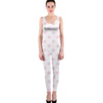 Polka Dots - Piggy Pink on White OnePiece Catsuit