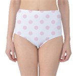 Polka Dots - Piggy Pink on White High-Waist Bikini Bottoms