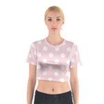 Polka Dots - White on Pale Pink Cotton Crop Top