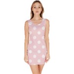 Polka Dots - White on Pale Pink Bodycon Dress