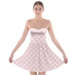 Polka Dots - White on Pale Pink Strapless Bra Top Dress